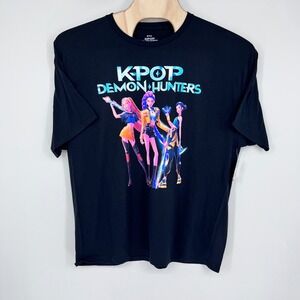 KPop Demon Hunters T-Shirt Mens 2XL Black Graphic Anime Movie Streetwear